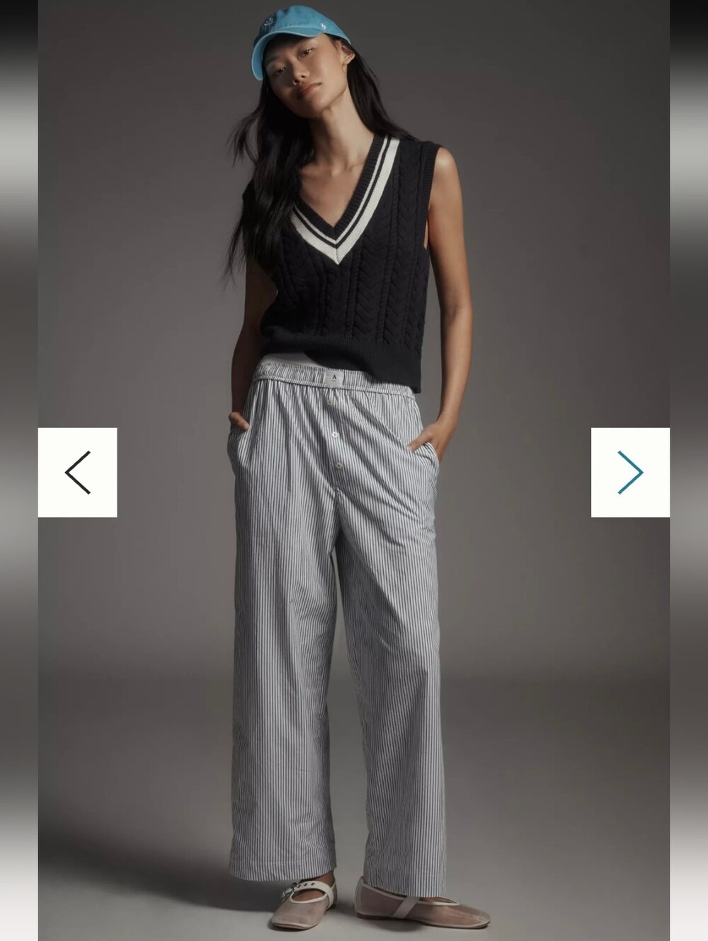 Anthropologie Wren Boxer Pants. Color: White & Navy Stripe. Size xsmall.